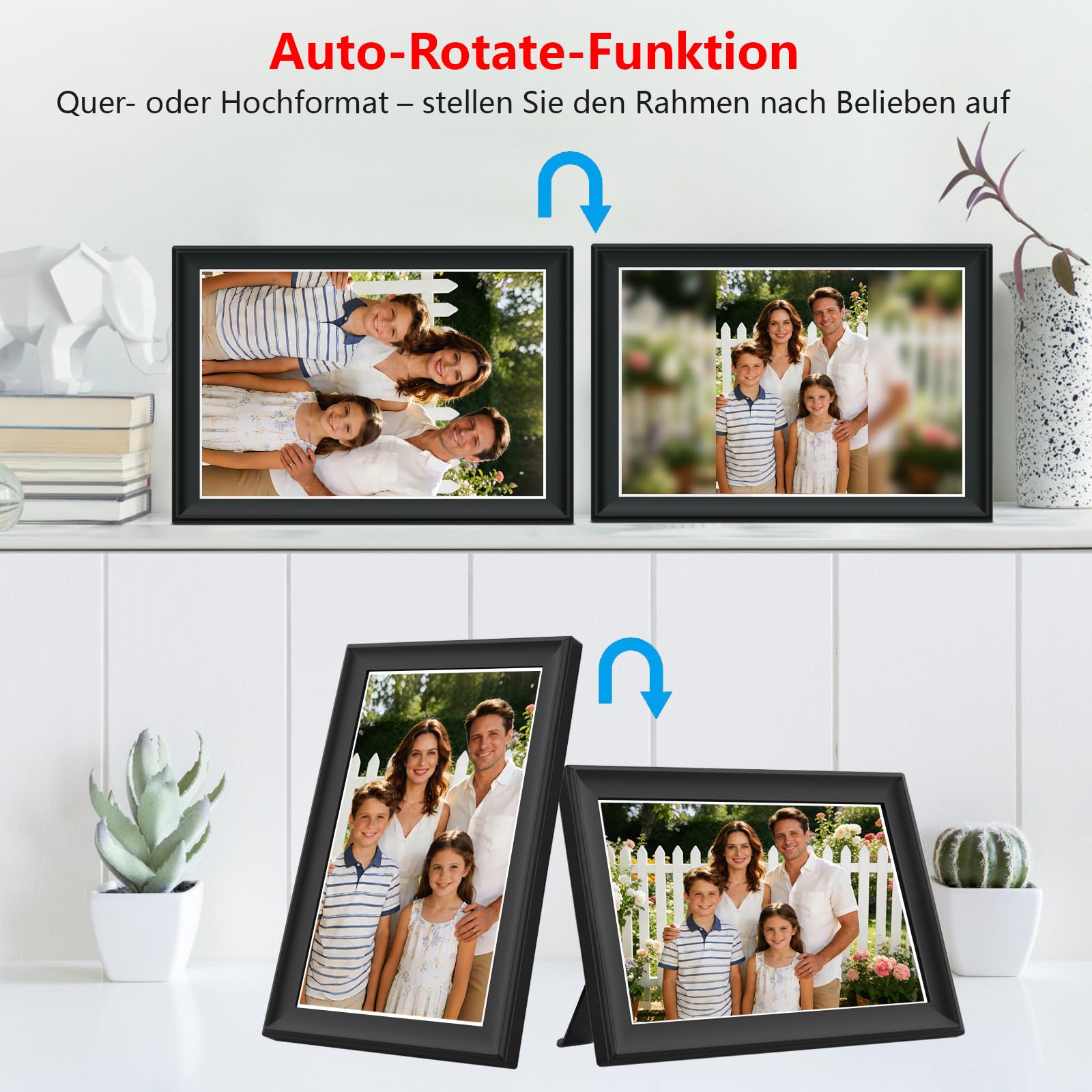 64 GB FRAMEO 10,5 cala cyfrowa ramka na zdjęcia WiFi Smart 1920 x 1280 FHD ekran dotykowy IPS, automatyczne obracanie, obsługa kart SD na dysku USB, 2,4/5 GHz, sterowanie aplikacją za pomocą
