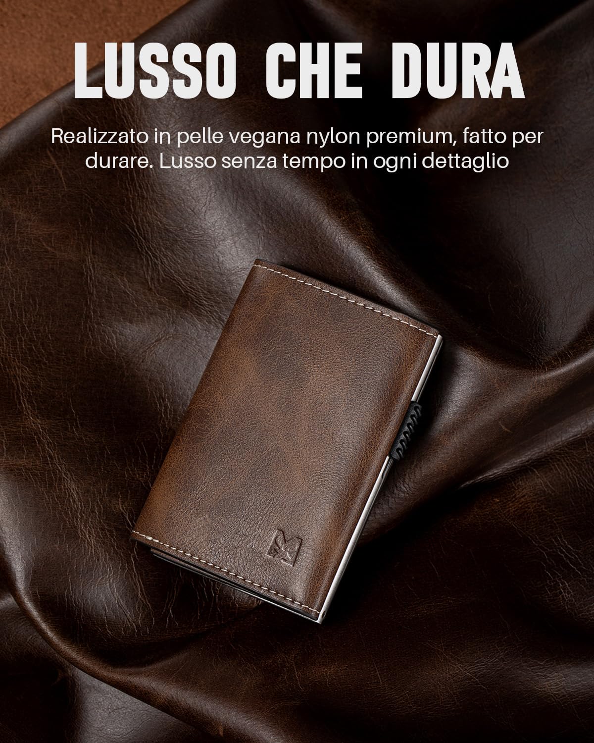 Portafoglio Pop-Up da Uomo con Tasca per Monete, Portafoglio Trifold con Finestra ID, Porta Carte RFID Intelligente con 6 Scomparti per Fino a 11 Carte (Marrone)