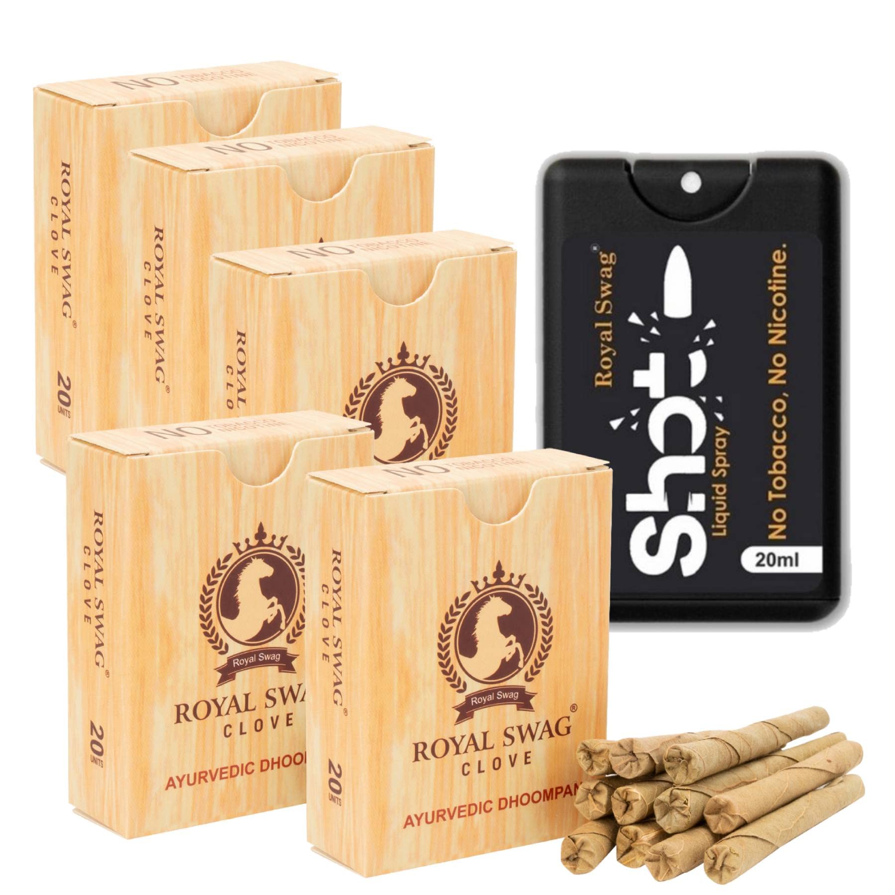 ROYAL SWAG Ayurvedic Herbal Bidi For Smoking 100% Tobacco-Free, Nicotine-Free (Pack Of 100 Sticks) With 20 ml Shot Spray Satisfy Nicotine Craving (Smoking Cessation)-image-49