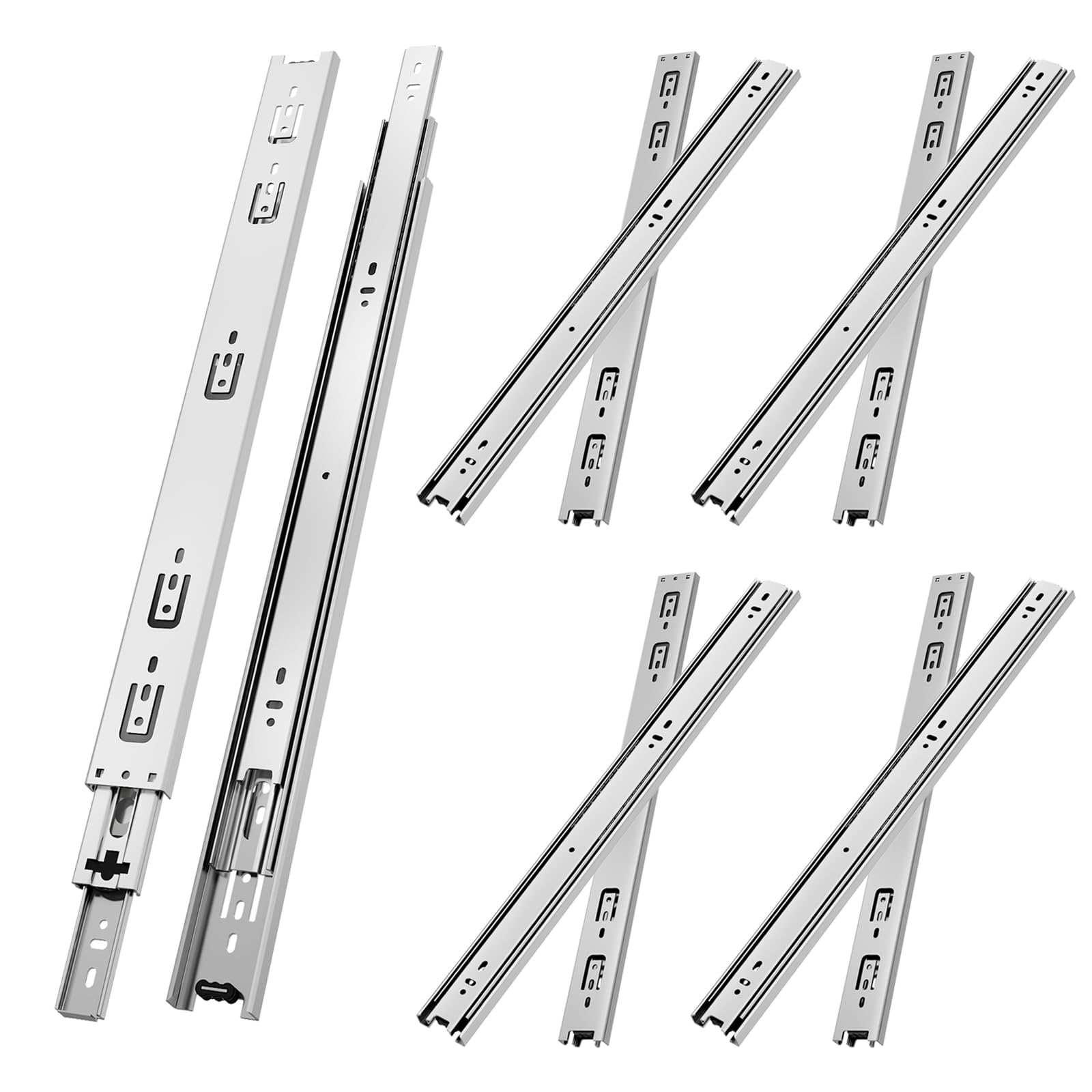 NECILO 10 Inch Ball Bearing Drawer Slides, 100lb Full Extension Side Mount, 5 Pairs