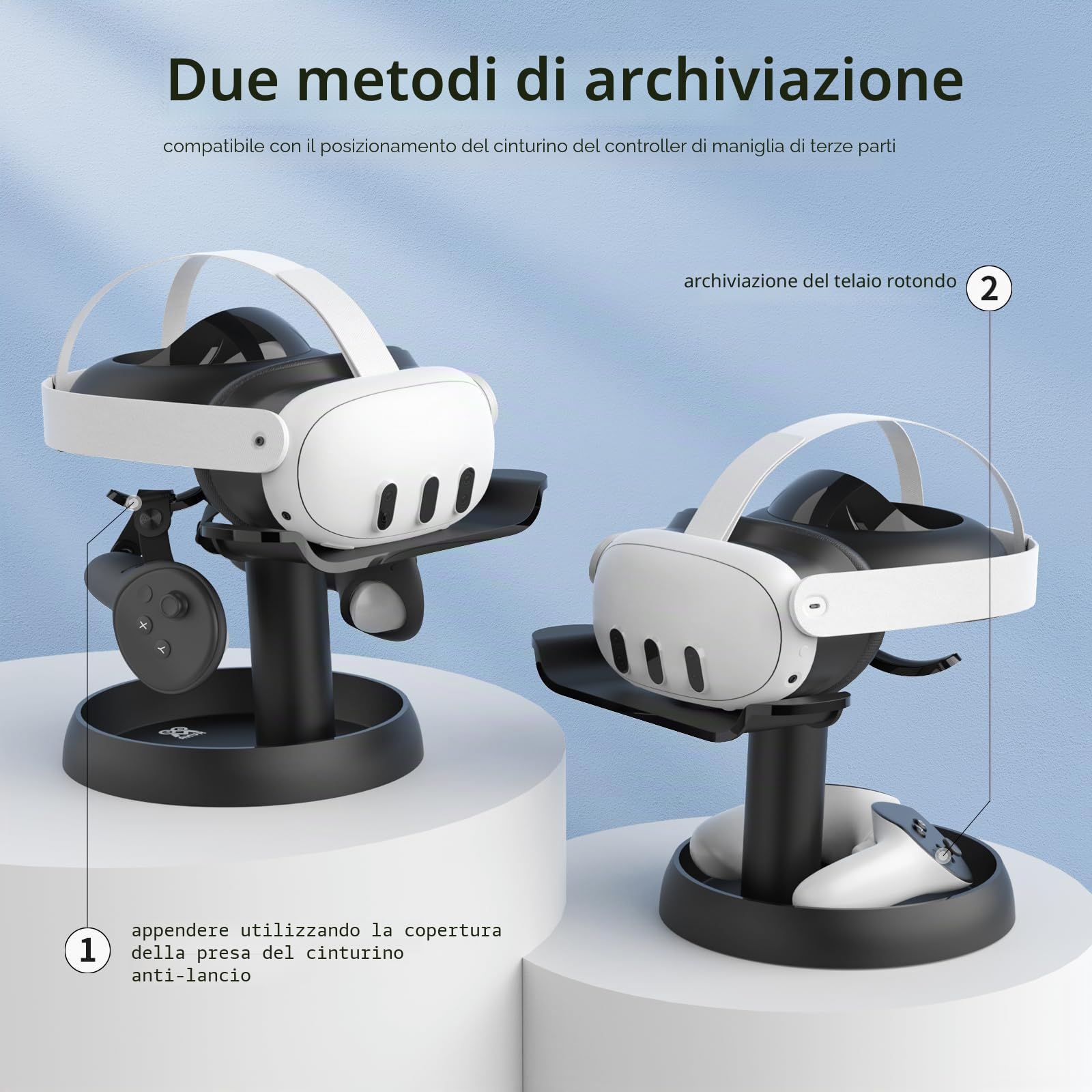 AMVR Supporto per supporto compatibile con Quest 3/Quest 2/Pico 4/Vision Pro/per PSVR 2 - Dock universale per il display delle cuffie VR, stabile staffa per la conservazione della base rotonda