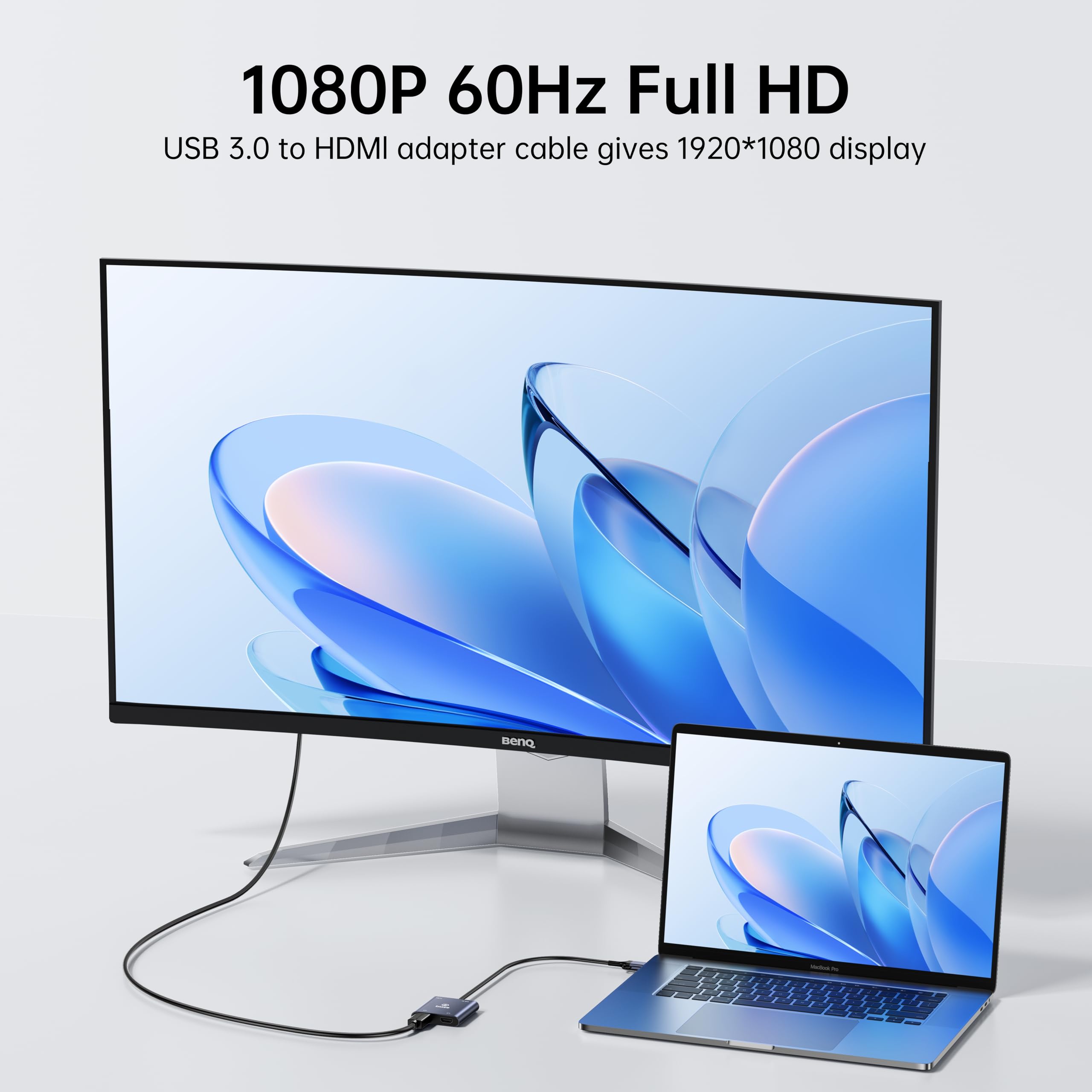 Adattatore doppio HDMI, USB C e USB 3.0 a doppio hub HDMI 60Hz con ricarica PD da 100 W, adattatore per display esteso per 2 monitor per MacBook M1/M2/M3, laptop Windows, iPad Pro, Chromebook