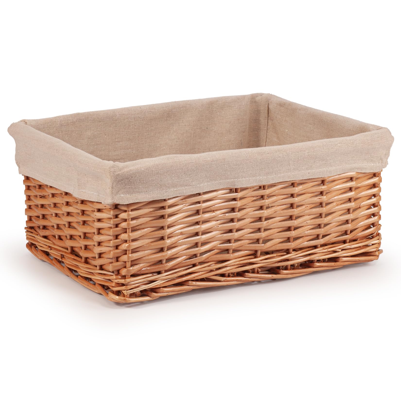 Woodluv Willow Wicker Storage Basket for Shelves, Gift Hamper Basket, Multi-purpose Decorative Organiser Baskets, Large - Natural