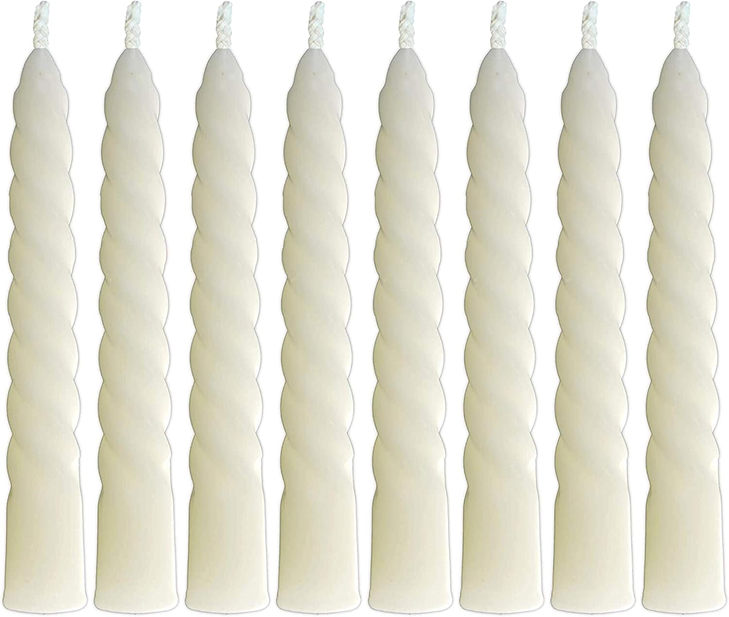 CandleNScent Spiral Taper Dinner Traditional Shabbos Candles Holiday Household Party -White 5 Inch - (Pack of 12)