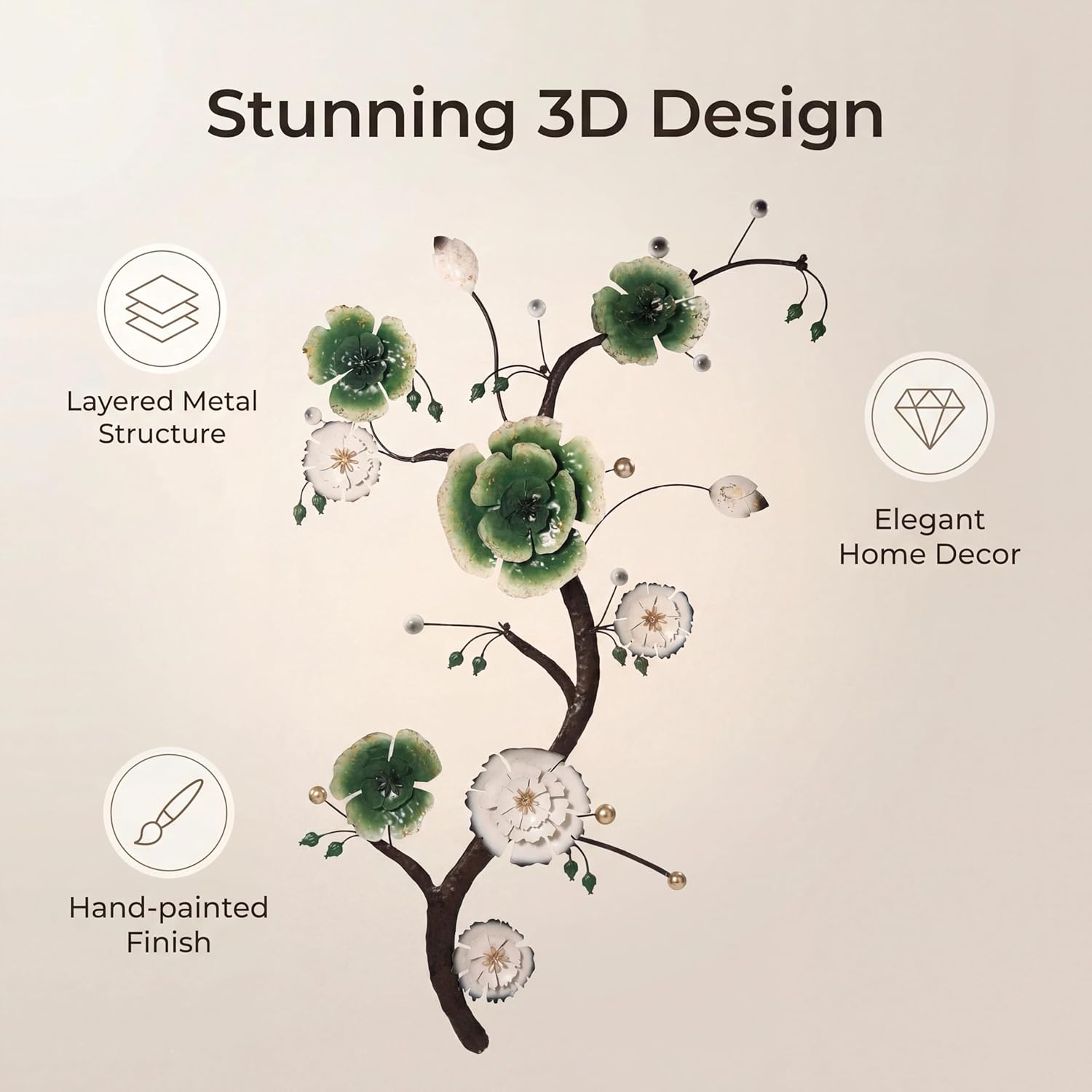 Large 3D Abstract Art Metal Flower Wall Art Main Colors Are White And Blue With Rich Color Gradations Combines Luxurious And Beautiful Aesthetic Decor For Living room Bedroom Kitchen Corridor Office