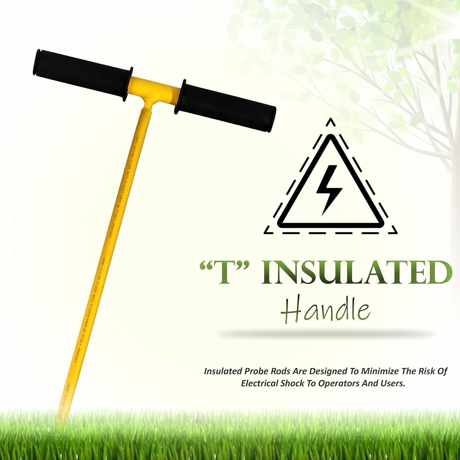 FEBTECH Metal Ground Probe with T-Handle - 36-Inches Long Overall 3/8" Insulated Septic Tank Probe or Septic Tank Locator Tool for Gardening Agriculture and Septic Systems