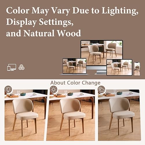 Miniatura 8 de YOUNUOKE Juego de 4 sillas de comedor tapizadas, silla moderna de piel sintética para comedor con patas de madera, respaldo ancho y cómodas sillas