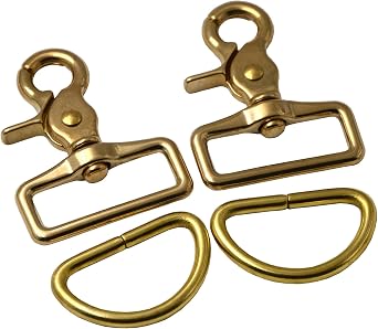 Pack of 2,1-1/2 Inner Width,Solid Brass Square Lobster Clasps Swivel Trigger Clips Hooks for Straps Bags Belting leathercraftHook insides 1-1/2
