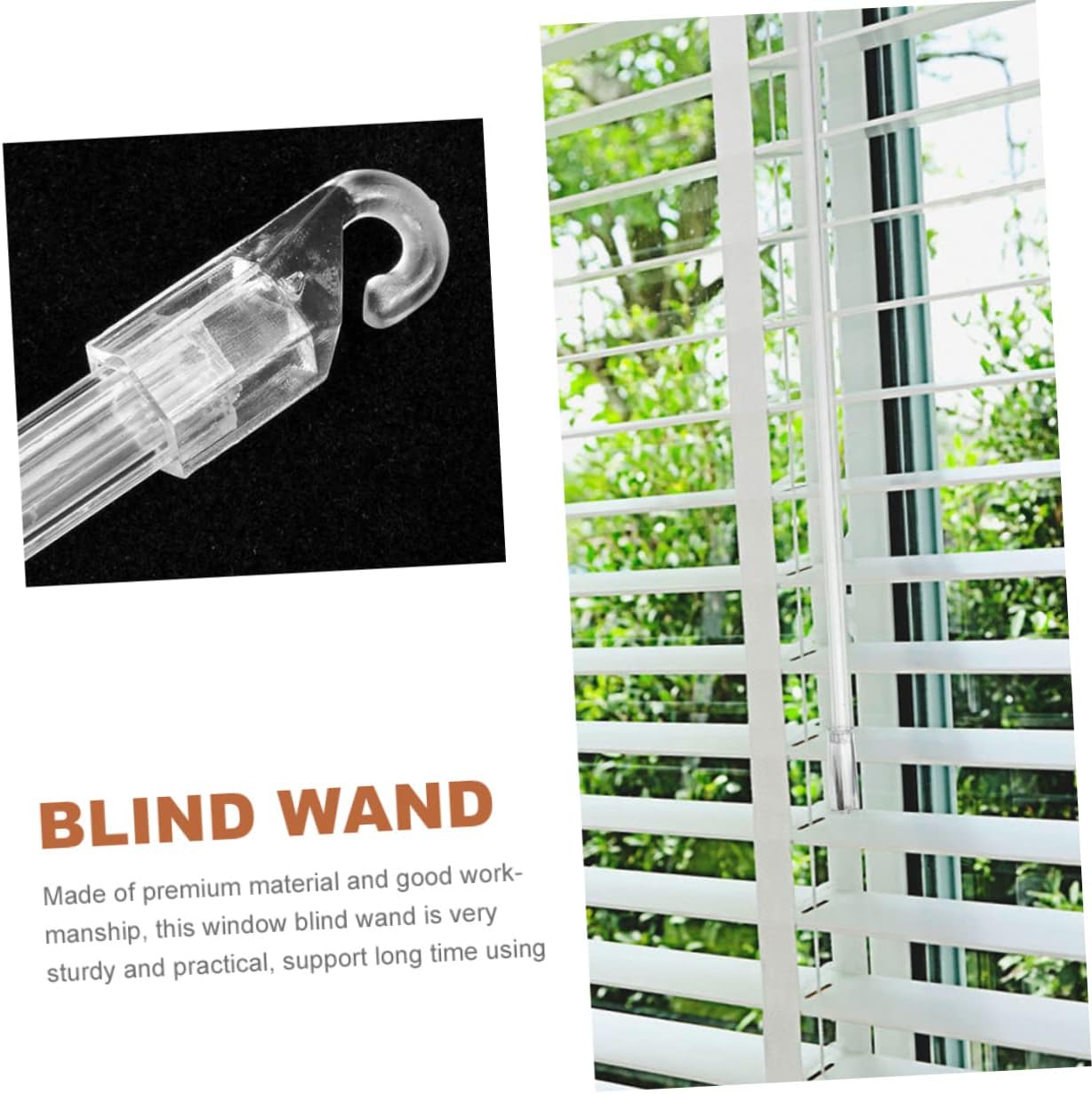 GARVALON 2pcs Vertical Blind Replacement Wands with Hook 12 & Adjustable Blind Rods for Vertical Window Blind Parts and Accessories