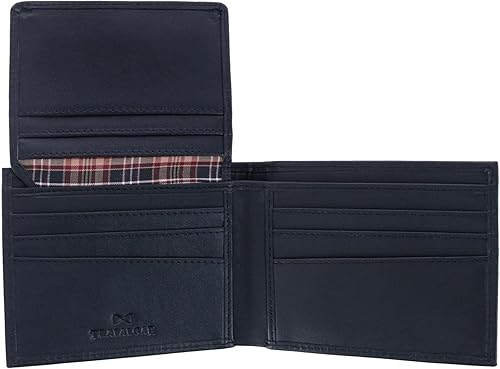 Miniatura 5 de Trafalgar Cartera Sergio de cuero genuino RFID con doble pliegue para hombre, Negro -, Talla única
