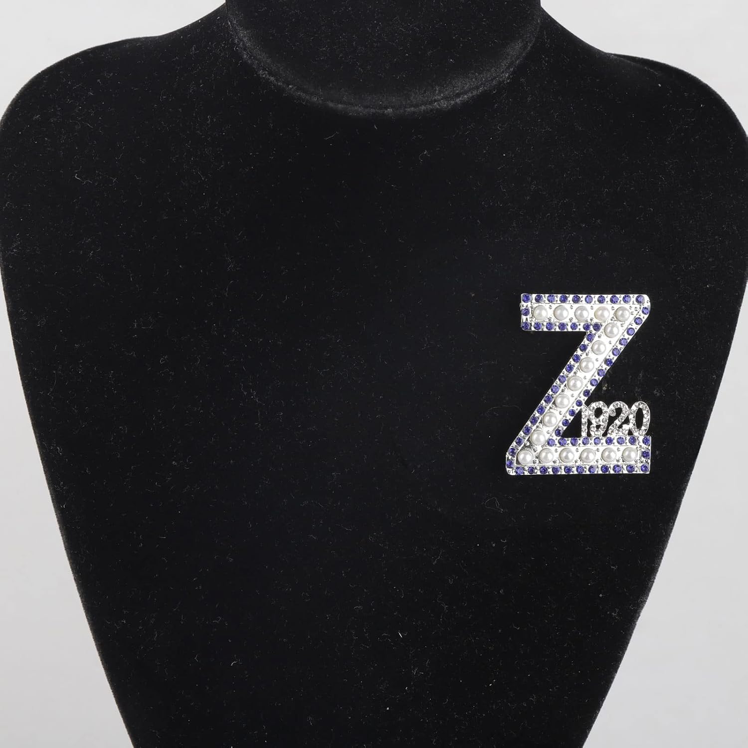 CENWA Blue And White Sorority Gift Z Pearl & Zircon Brooch Pin Greek Sorority Jewelry Gift - Image 3