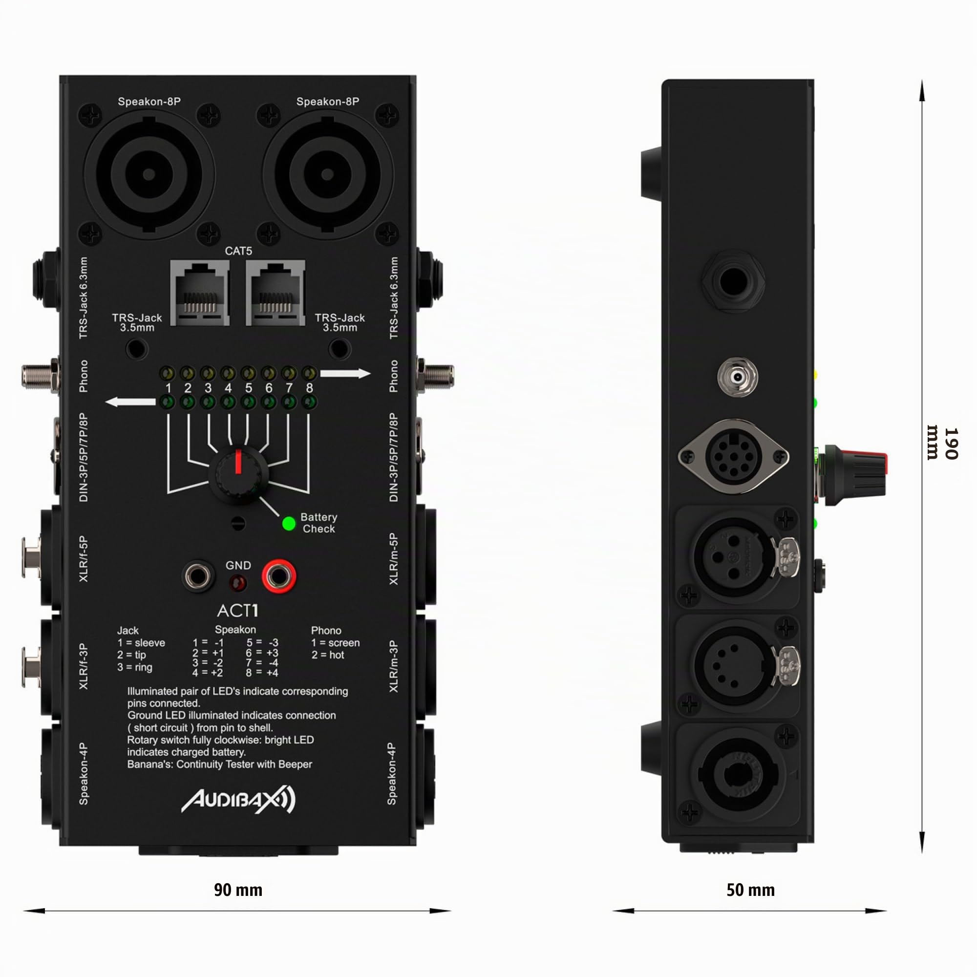 Audibax ACT1 Probador de Cables Multiconexión