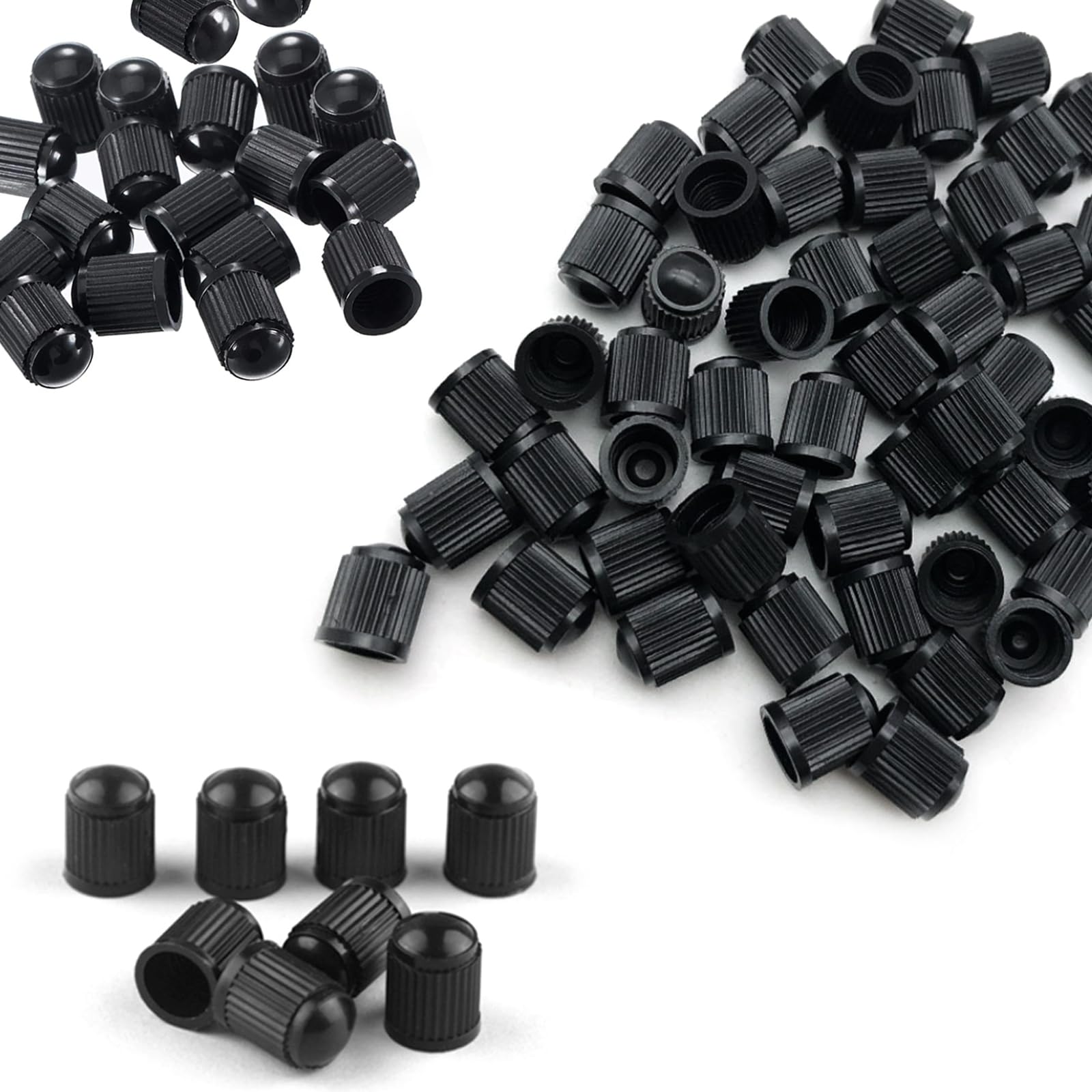 gunhunt 150 PCS Non-Slip Tubeless Resistant Valve Cap, Car Snap-on Valve Core Plastic Dust Cover, Fits Most Models (Black)