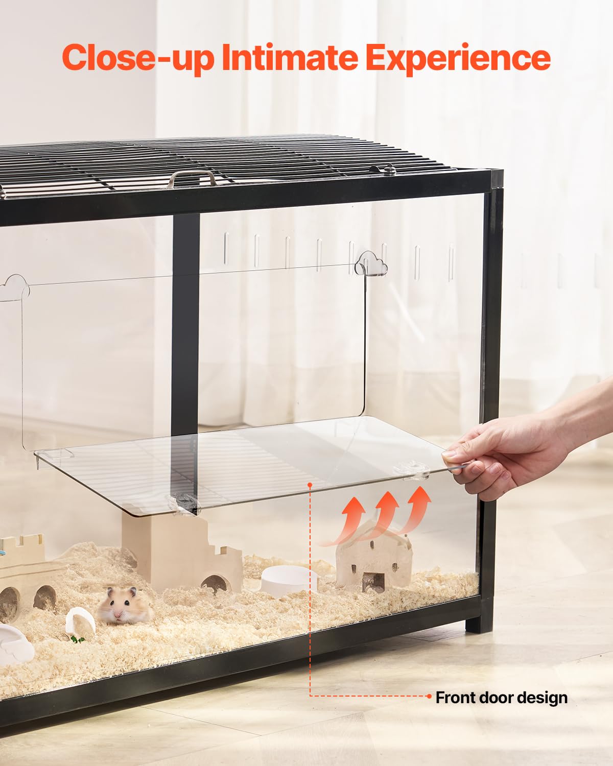 VEVOR Gabbia per Criceti, Habitat per Criceti Trasparenti Visione a 360°, Gabbia per Piccoli Animali Domestici 37,8 x 18,5 x 21,7 Pollici con Bottiglia d'Acqua, Scatola Habitat per Piccoli Animali