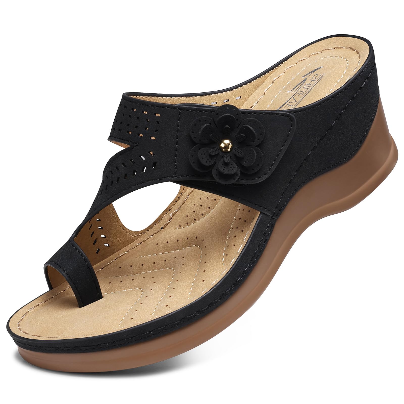 SHIBEVER Women's Wedge Sandals Platform: Comfortable Dressy Arch Support - Summer Open Toe Women Sandals