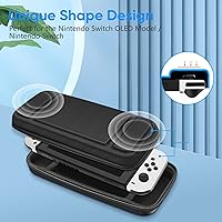 Vista 6 de Fintie Funda de transporte para Nintendo Switch OLED modelo 2021Switch 2017, a prueba de golpes funda protectora rígida bolsa de viaje con 10