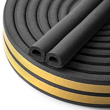 SUPERSTUD Self-Adhesive Silicon Door/Window Weather Stripping Tape Door Seal Strip for Air Gap Soundproof Door Bottom Sealing Strip for Noise - (5.4ftx2) total10ft (3.5m) per roll (Black) - image, photos
