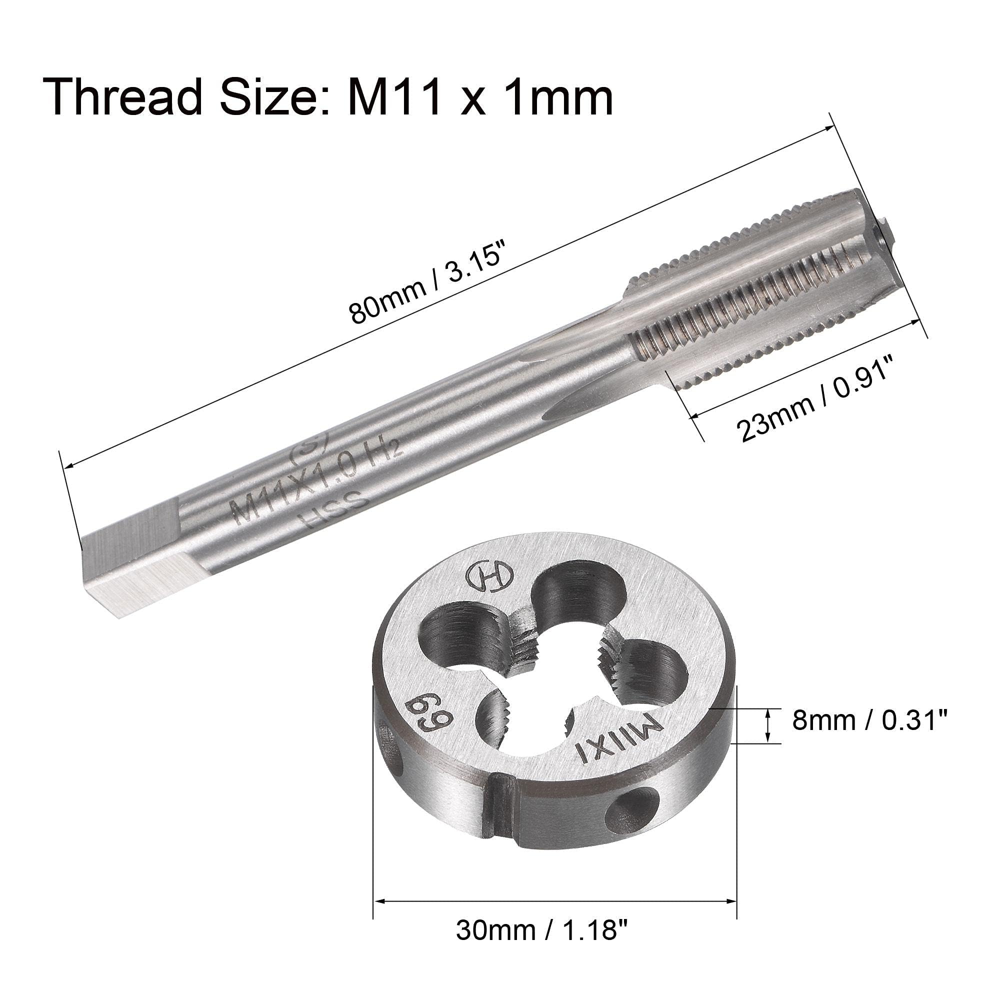 TA-VIGOR M11 x 1mm Metric Tap and Die Set, Machine Thread Screw Tap with Round Threading Die - Image 2