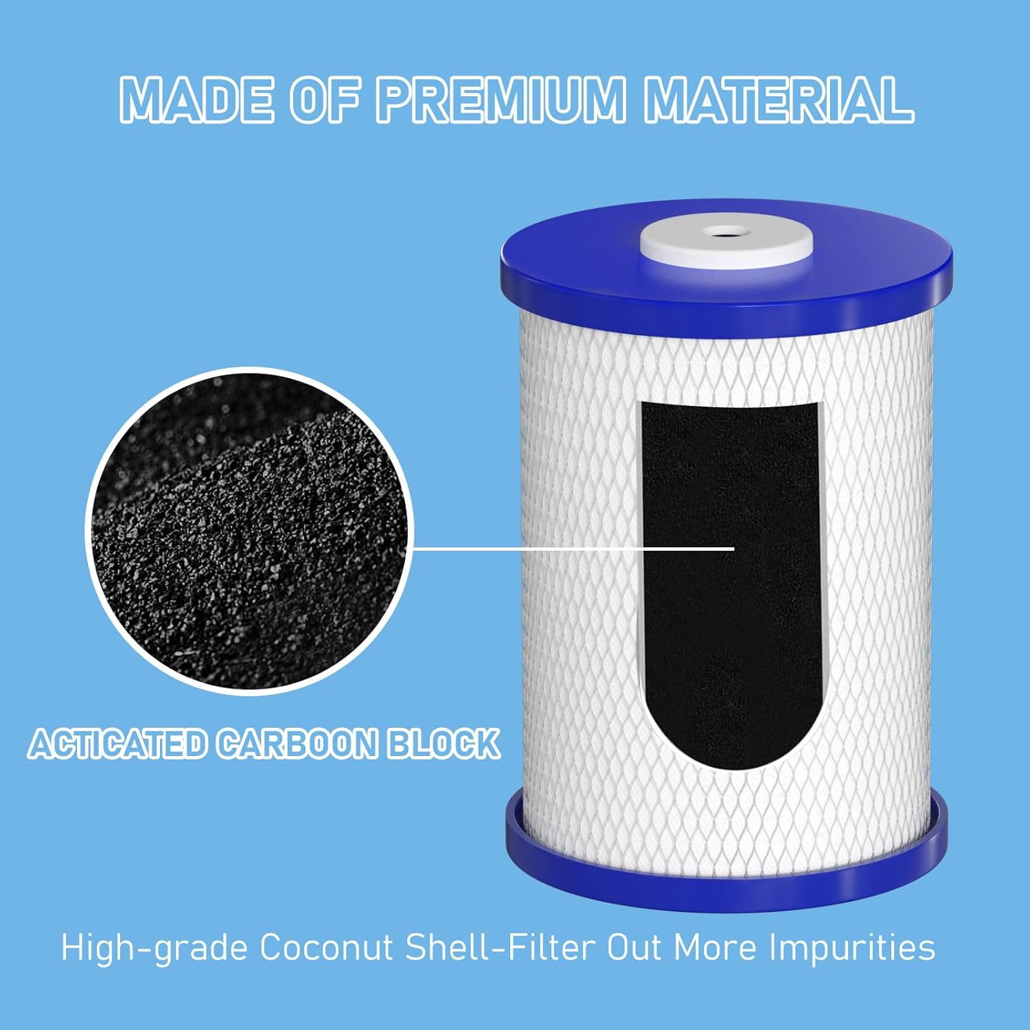 0.5 Micron Carbon Block Drinking Water Filter Replacement Cartridge Compatible with Frescapure RP-3500 3500 WF0451 RC-30-FP Water Filter Systems, 1000 GPD Life Span, 2 Pack