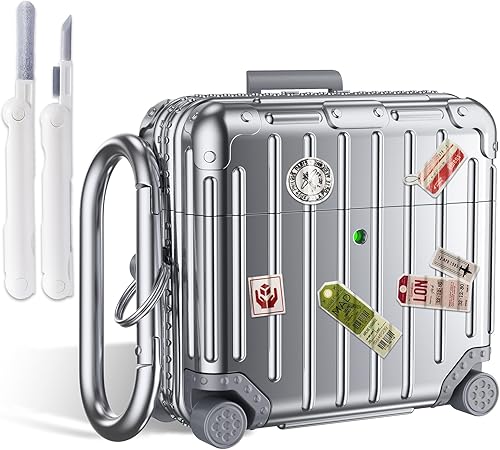 KOREDA Funda compatible con AirPods 4, divertida funda de diseño de maleta para Airpods de 4ª generación 2024, bonita funda protectora rígida a la