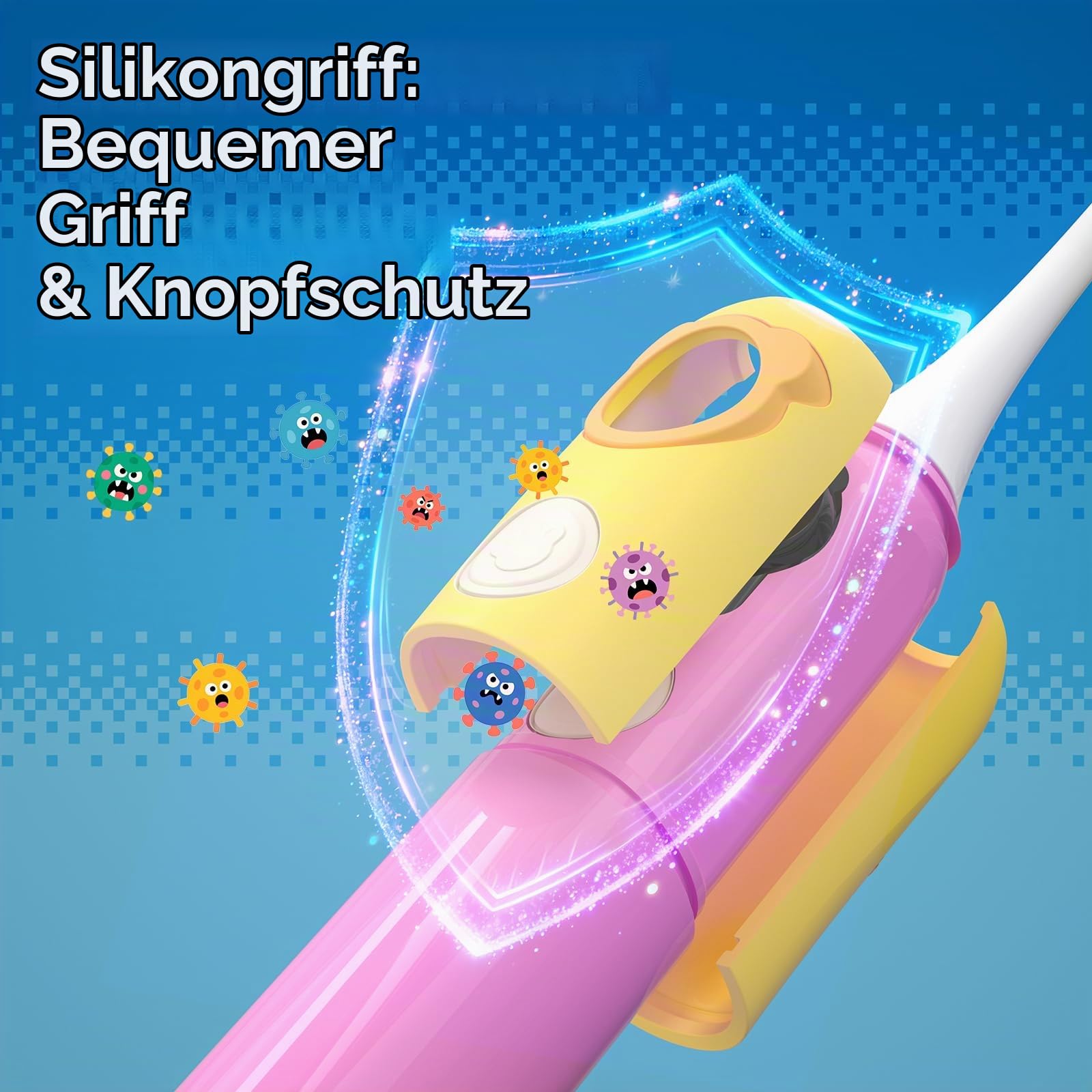 Seago Kinder Elektrische Zahnbürste ab 6 Jahren mit LCD-Bildschirm, Drucksensor, 2-Min-Timer, 80 Tage Akkulaufzeit, 3 Putzmodi, 8 Bürstenköpfen und personalisierbaren Aufklebern SG-2772 Rosa