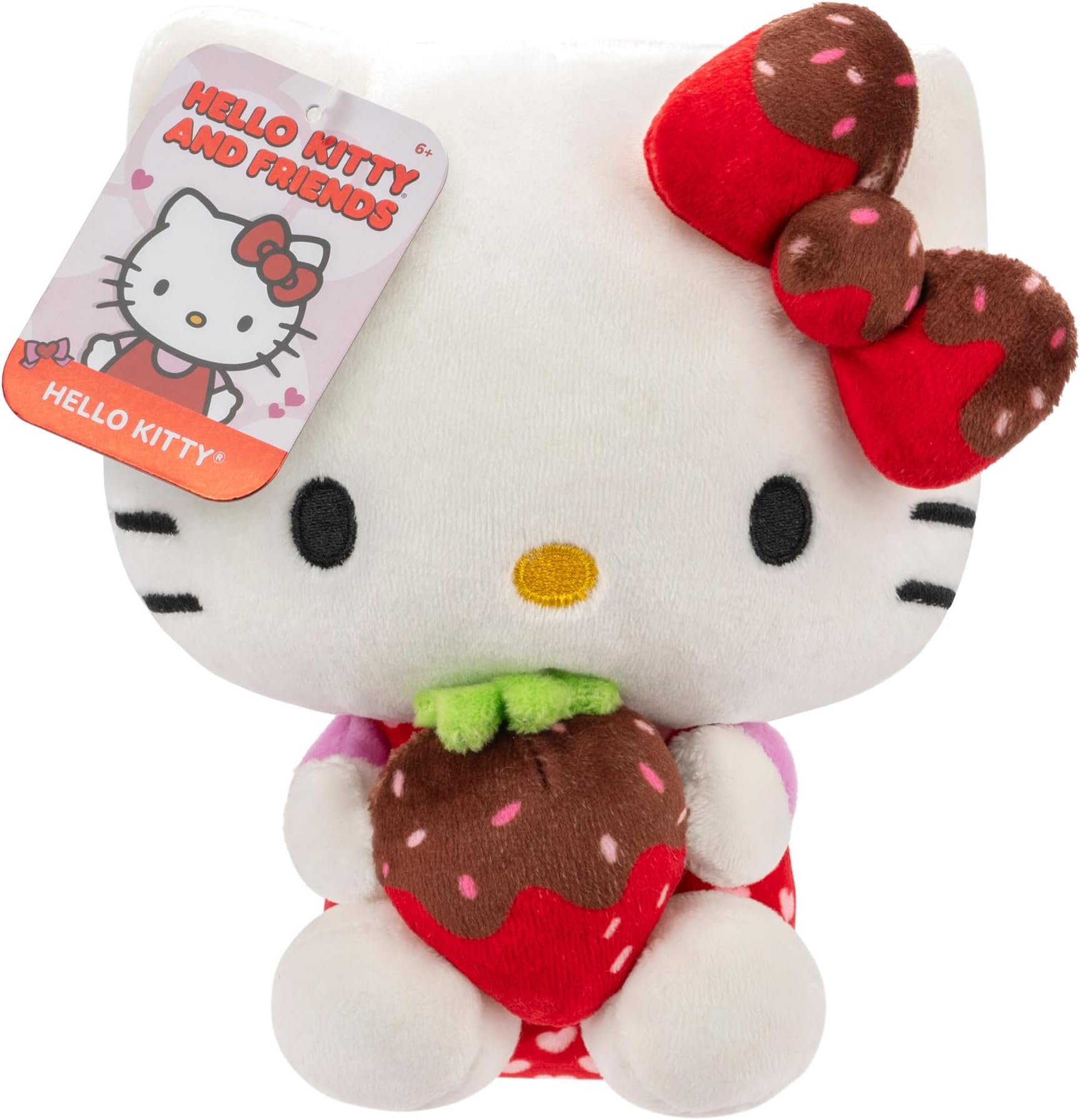 Hello Kitty and Friends 8" Valentine's Day Plush w/Chocolate Covered Strawberry - Officially Licensed Sanrio Toy - Cute Soft Doll Stuffed Animal - Gift for Kids, Boys, Girls - 2+