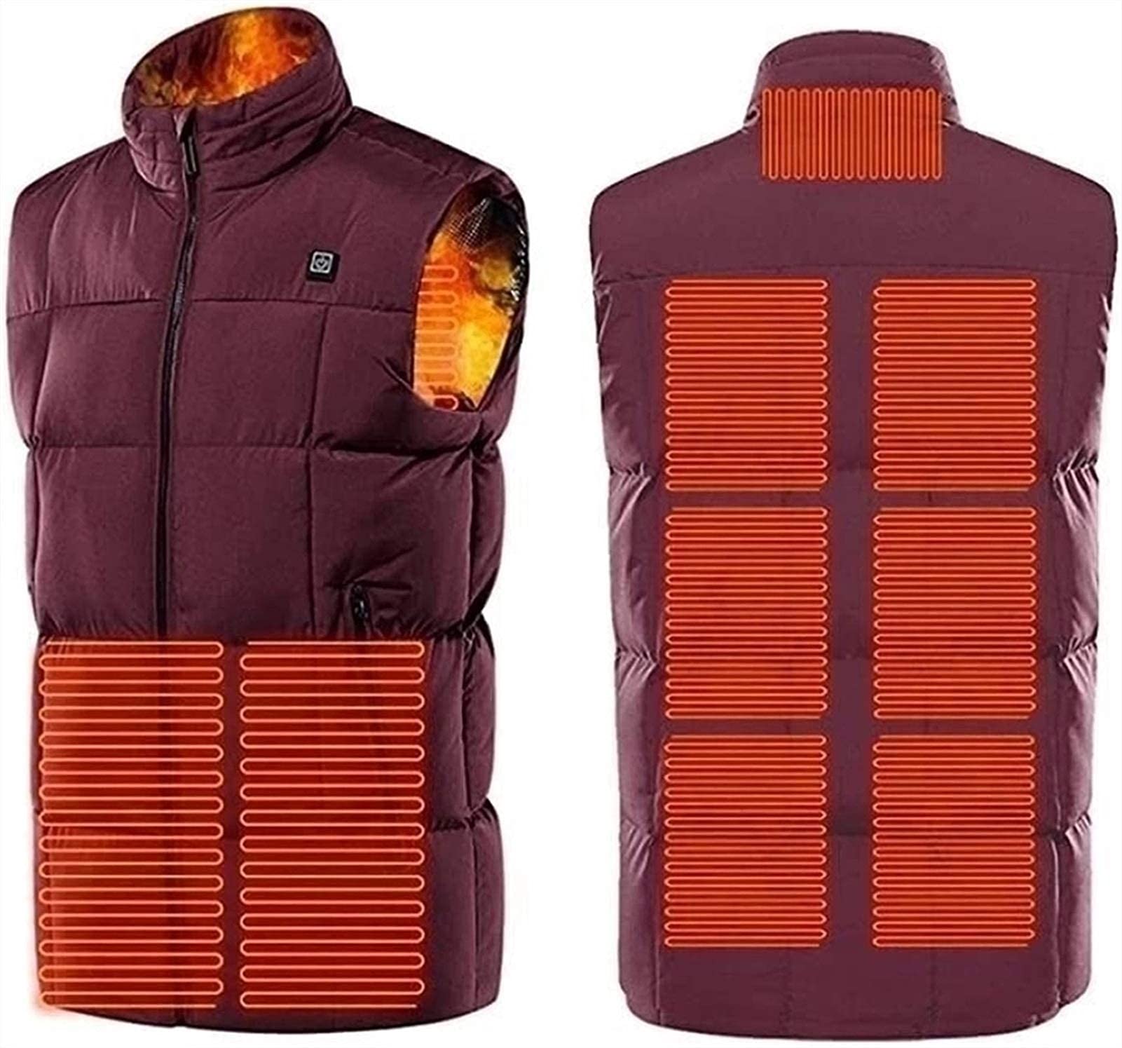 Chaqueta con calefacción MU unisex color wine talla L para frío