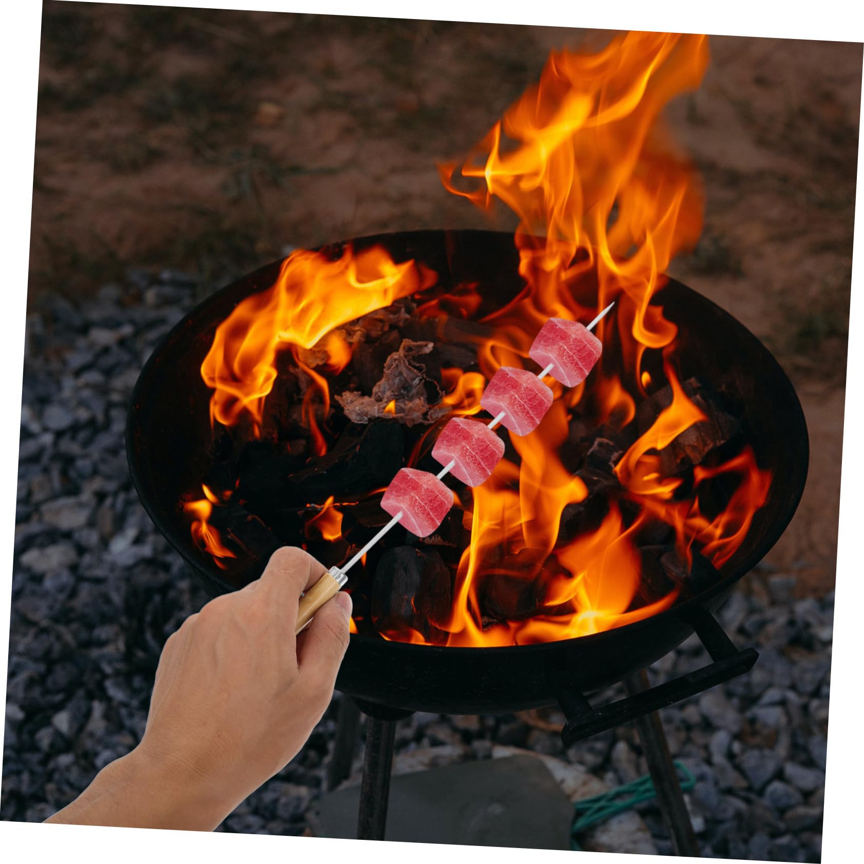 Spiedini da Barbecue in Acciaio Inox e Legno 50 Pezzi | Punta Piatta e Tonda, Impugnatura Comoda Antiscivolo, per Grigliate e Cottura ad Alte Temperature