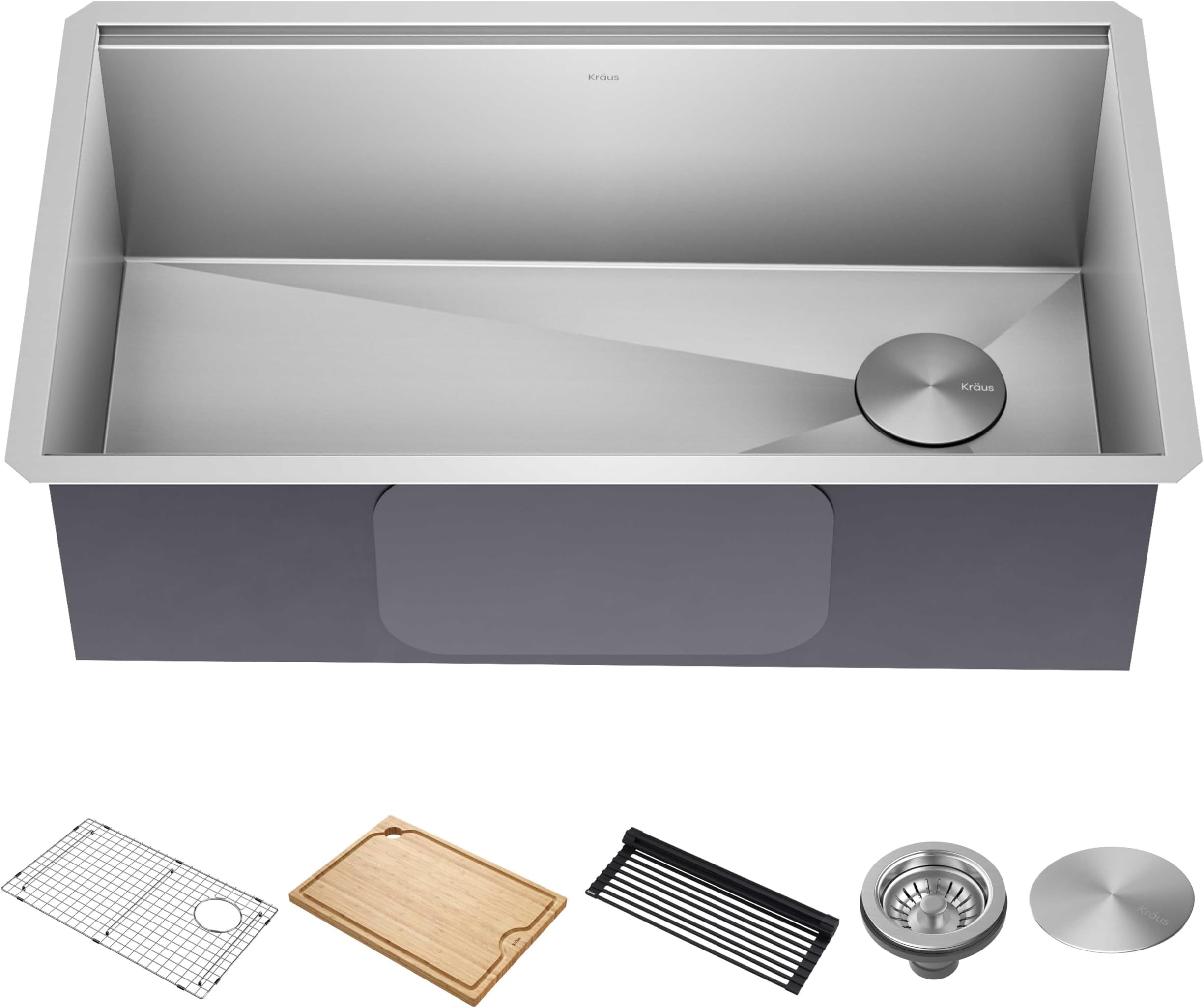 Kore Workstation Undermount 16 Gauge Single Bowl Stainless Steel Kitchen Sink with Integrated Ledge and Accessories (32-inch) - Pack of 5