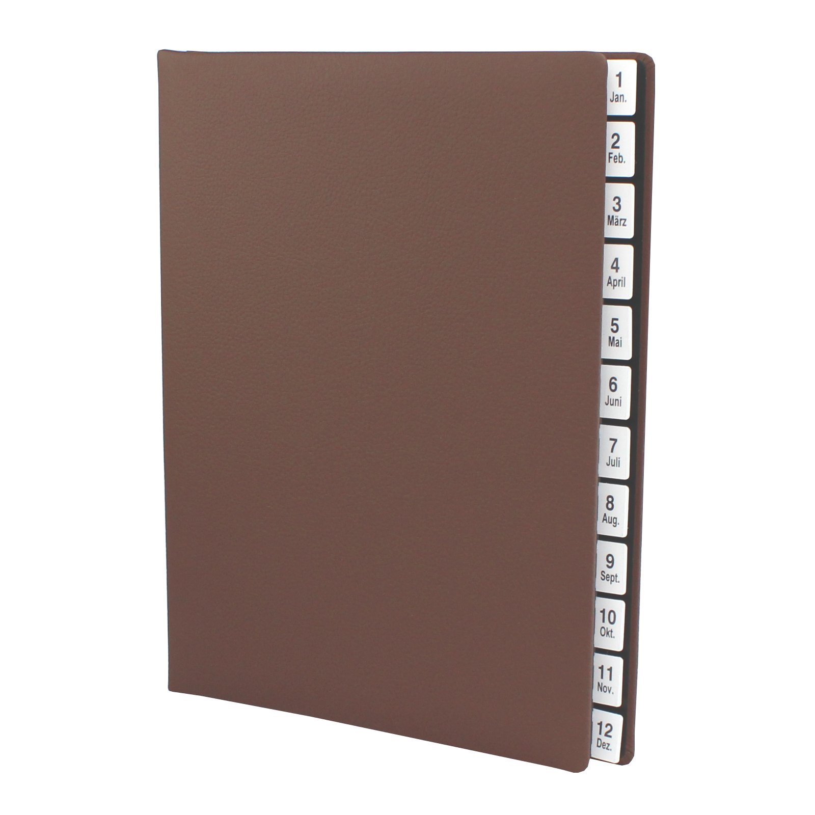 Classificatore con indice 1 – 12 (jan. dez.) in pelle bovina pieno martellata in marrone