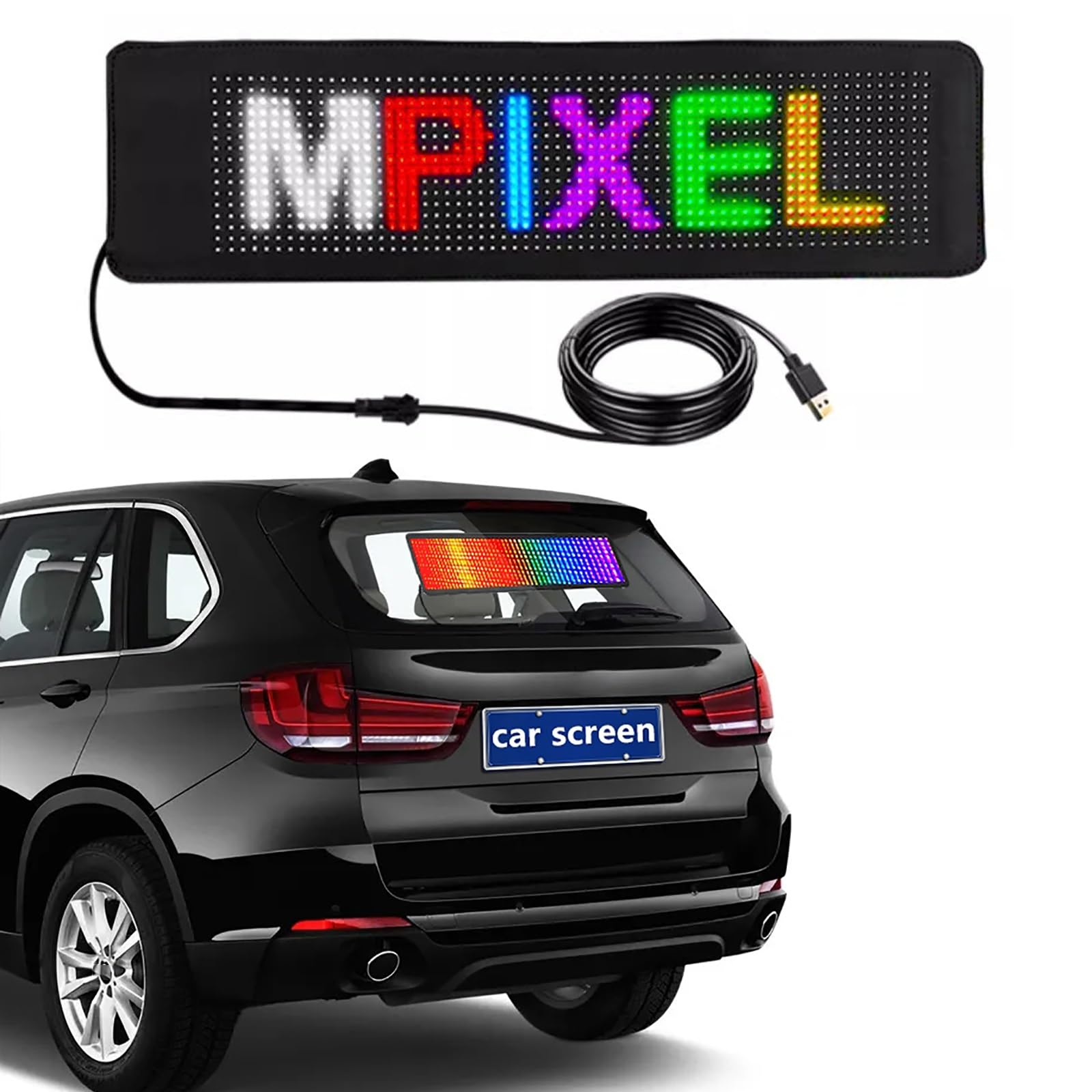 Amazon.co.jp: LED看板 5V USB RGB ディスプレイ LED カーサイン、柔軟