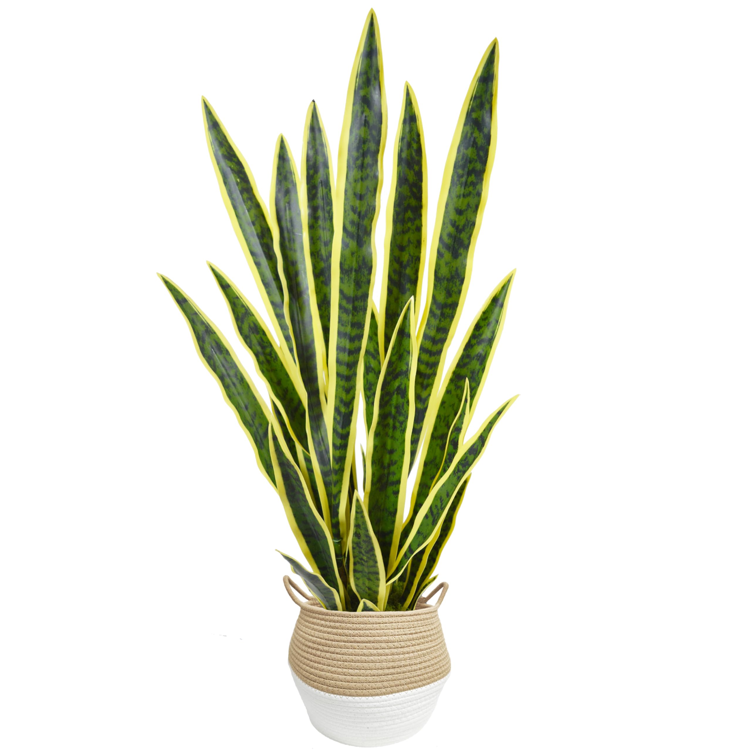 Warmplants Künstliche Schlangenpflanze, 91 cm, künstliche Sansevieria mit Korb, 88,9 cm, künstliche Schwiegermutter, perfekte künstliche Topfpflanze, Grün für Innenbereich, Zuhause, Büro, Geschäft
