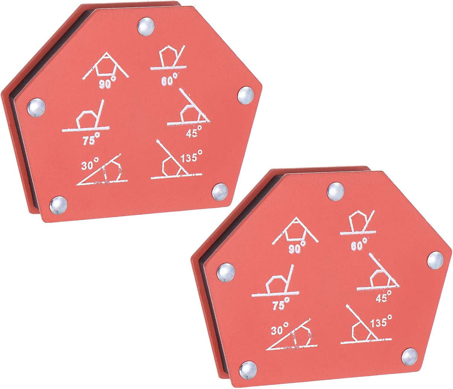 HARFINGTON 2pcs Arrow Welding Magnet Holder, 55LBS 30，45，60，75，90 Degree Multi‑Angle Six Sides Magnetic Metal Clamps Working Tools for Welding, Soldering, Assembling