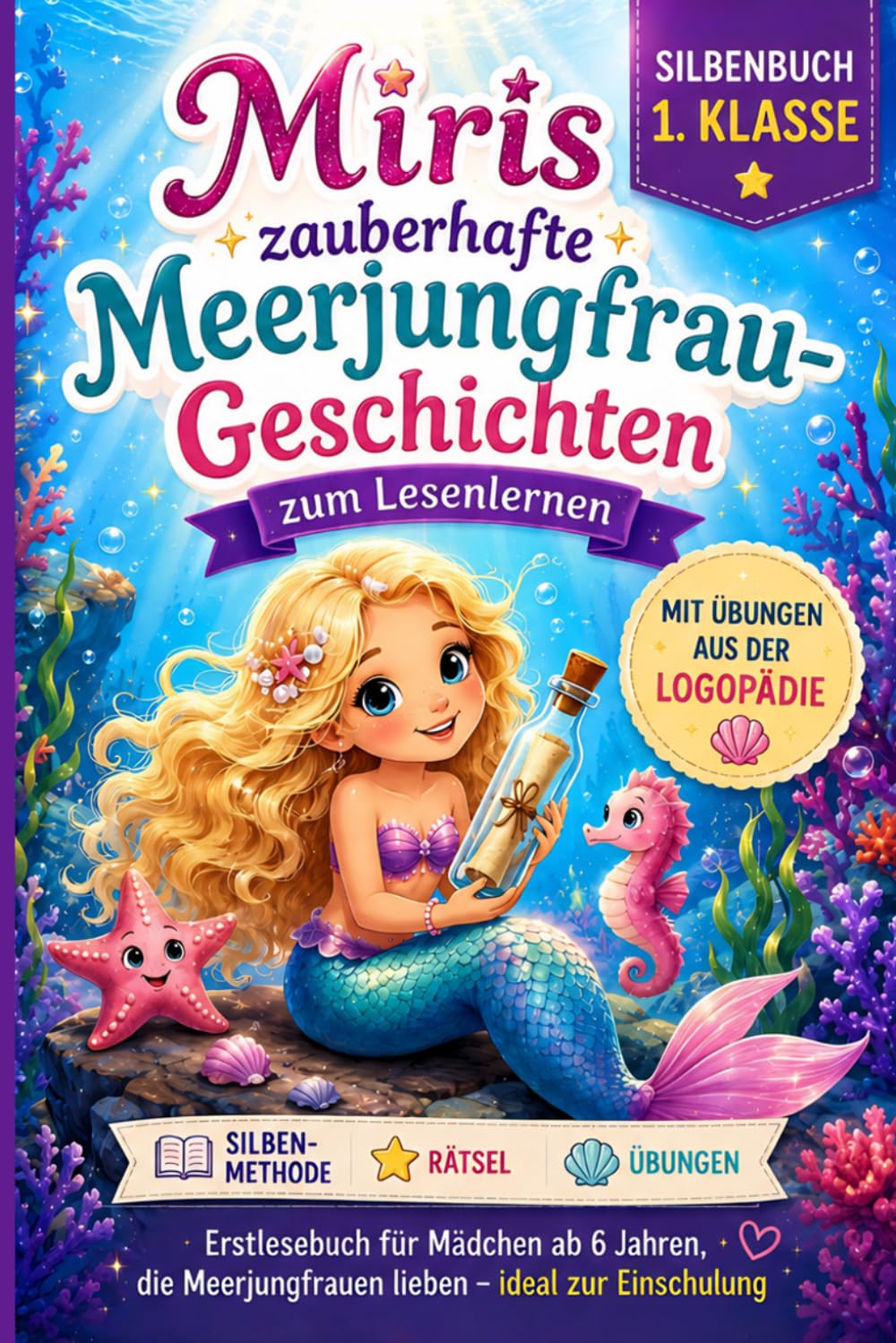 Miris zauberhafte Meerjungfrau-Geschichten zum Lesenlernen 1. Klasse Silbenbuch: Erstlesebuch für Mädchen ab 6 Jahren, die Meerjungfrauen lieben – ideal zur Einschulung
