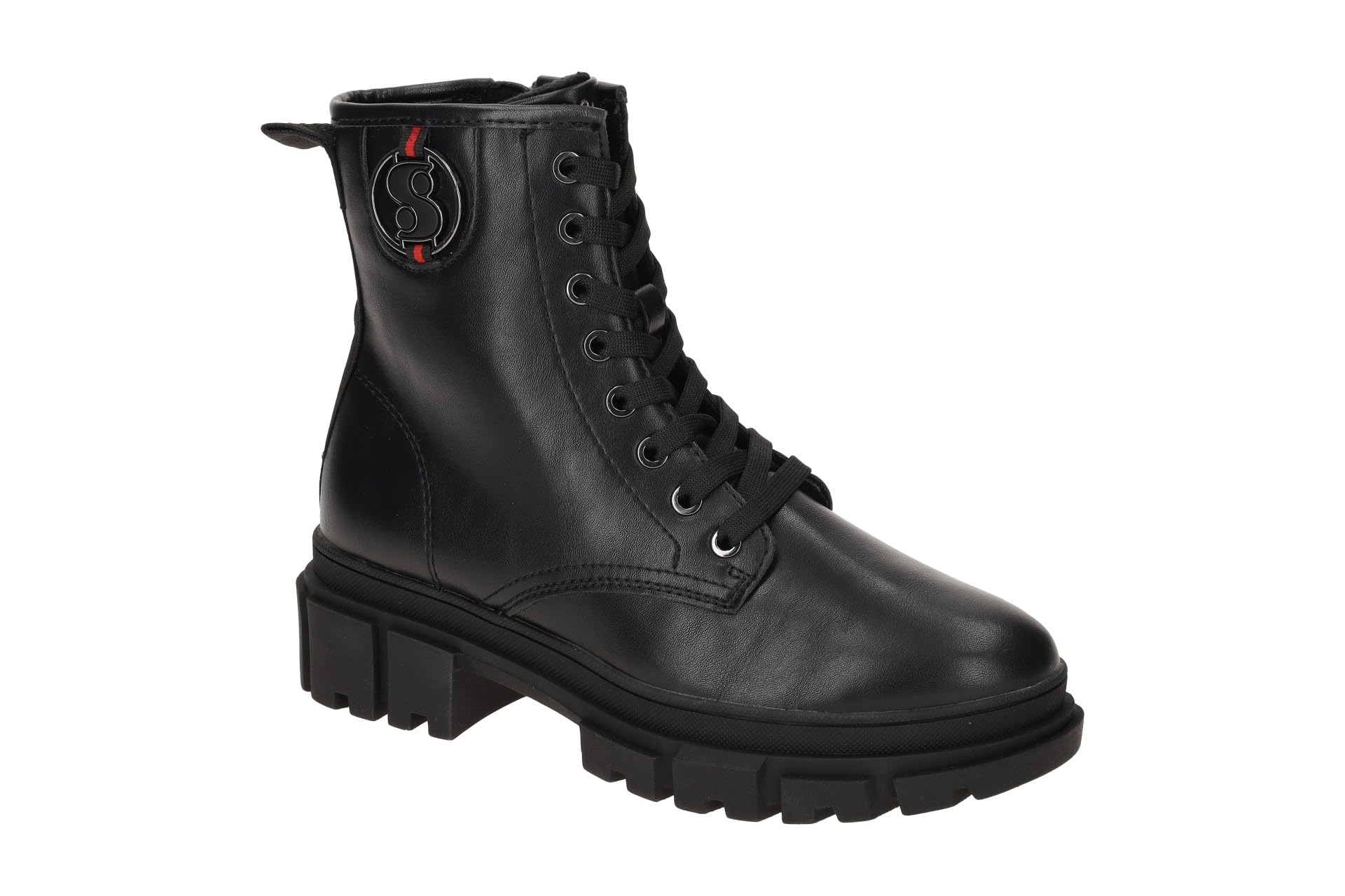 s.Oliver Damen Stiefeletten ohne Absatz zum Schnüren Vegan, Schwarz (Black), 37 EU