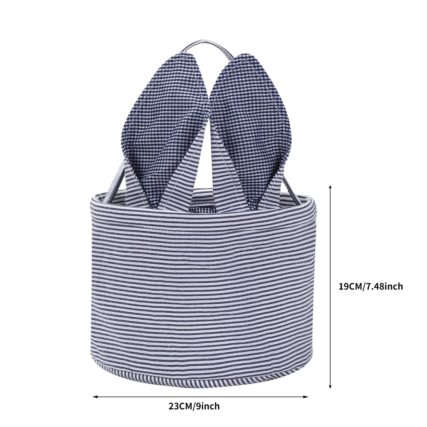 Seersucker Easter Basket Bucket Tote Bag - Medium, Personalized With Monogram (Blue) - View #6