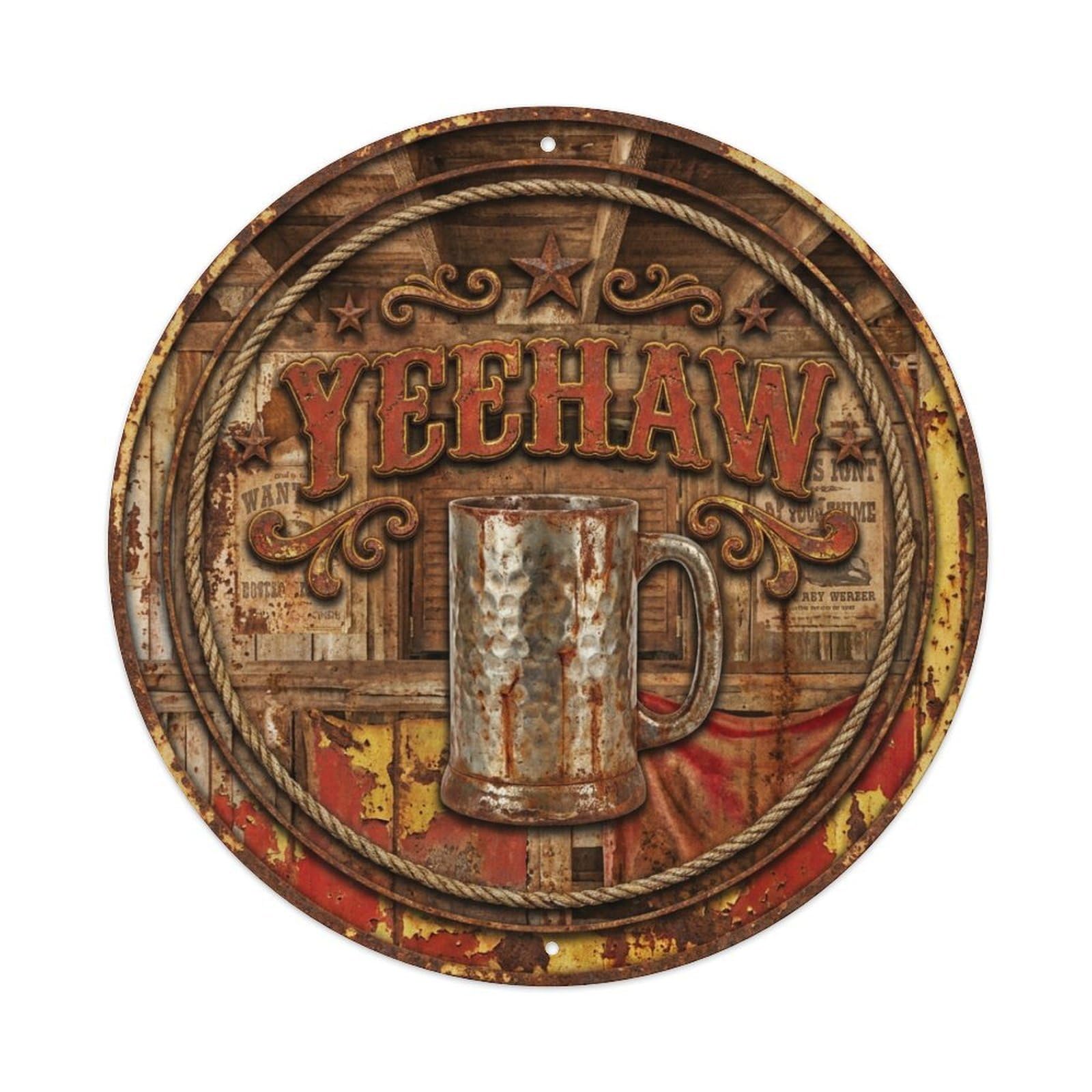 Vintage Beer Wrangler Yeehaw Retro Bar for Pub Metal Tin Sign