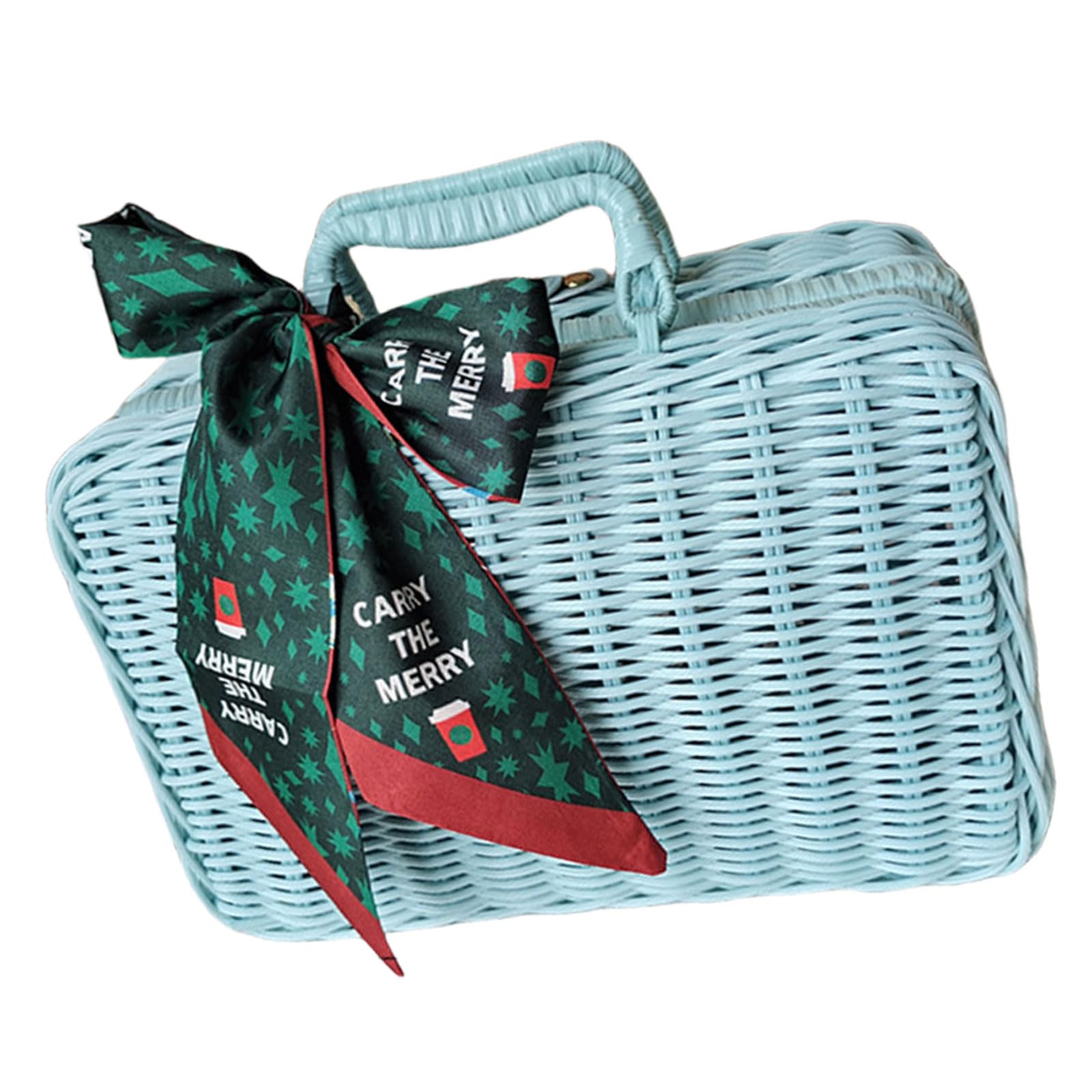 Buxuaaaa Christmas Celebration Faux Rattans Gift Packaging Box Stylish Present Storage Suitcase Suitcase Elegant Picnics Basket Birthday Gift