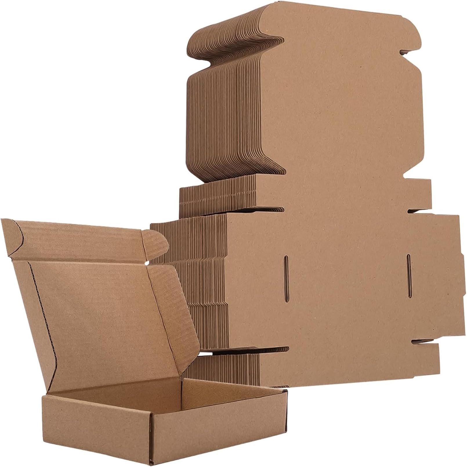 Incisite 50 Pcs 50 Pack Small Shipping Boxes, Brown Corrugated Cardboard Box For Packing, Small Mailing Boxes For Bussiness Packing And Mailing, Literature Mailer, Gift Box (Internal Size: 15.2X10.2x2.5cm)