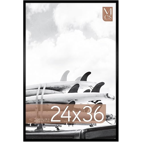 MCS Foundation Movie Poster Frame 24x36 Traditional Black, Vertical & Horizontal Wall Hanging Large Picture Frame for Photos, Artwork & Custom Posters (1-Pack)
