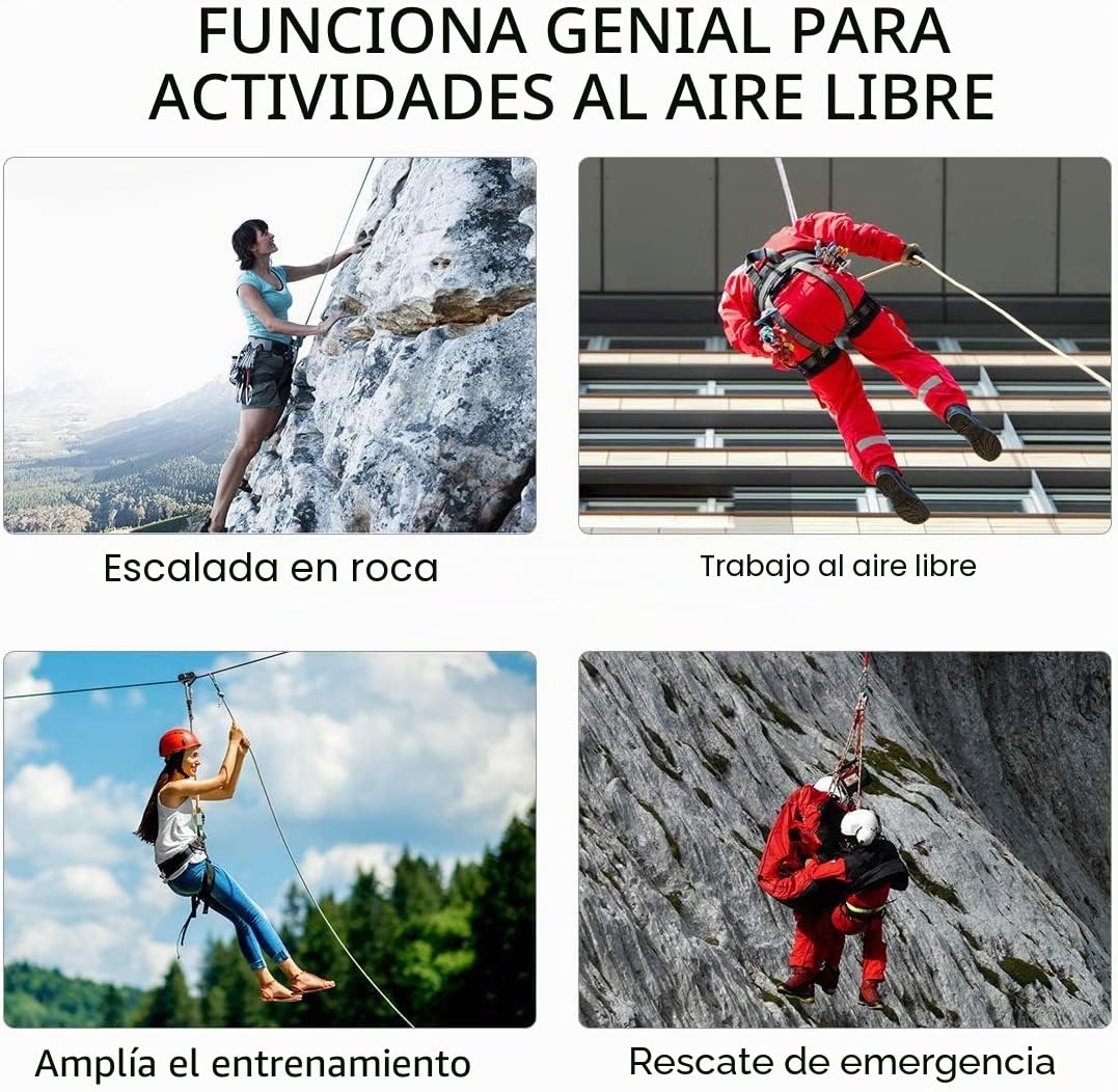 Cuerda de escalada estática 10 mm con mosquetones para seguridad y escape al aire libre