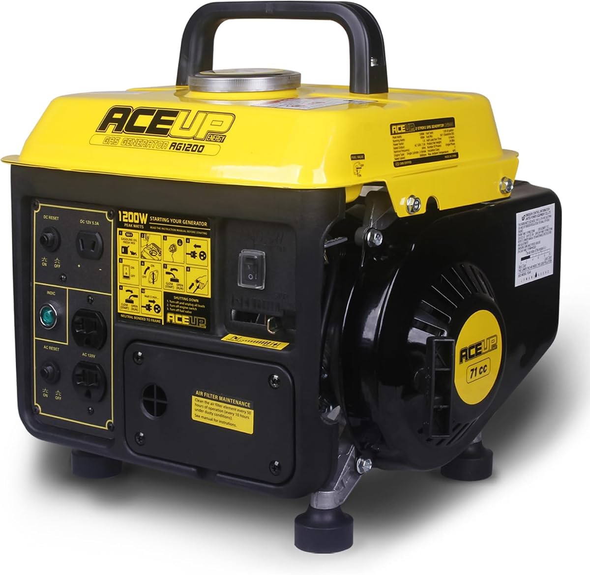 1,200W Gas Powered Generator, Small Portable Generator for Home Use Ultralight, EPA & CARB Compliant