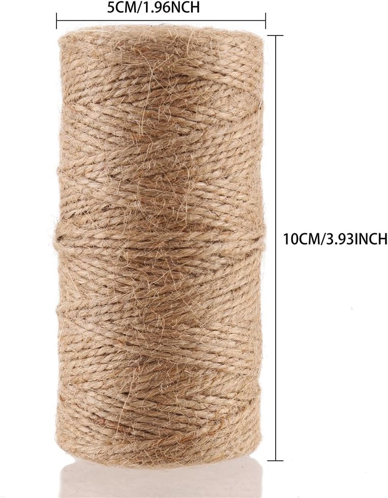 CCINEE Natural Jute Twine 328 Feet Burlap Rope String for DIY Crafts, Festive Decoration, Gift Wrapping and Gardening Applications 2mm(2 Ply) image 2