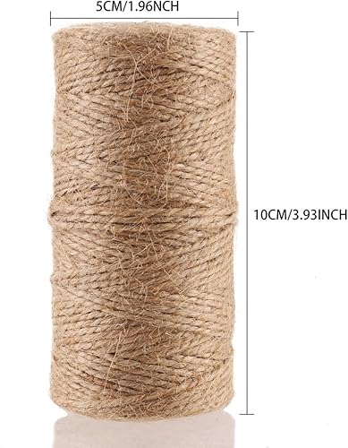 Miniatura 2 de CCINEE Cuerda de yute natural de 328 pies para manualidades, decoración festiva, envoltura de regalos y aplicaciones de jardinería, 0.079 in (2