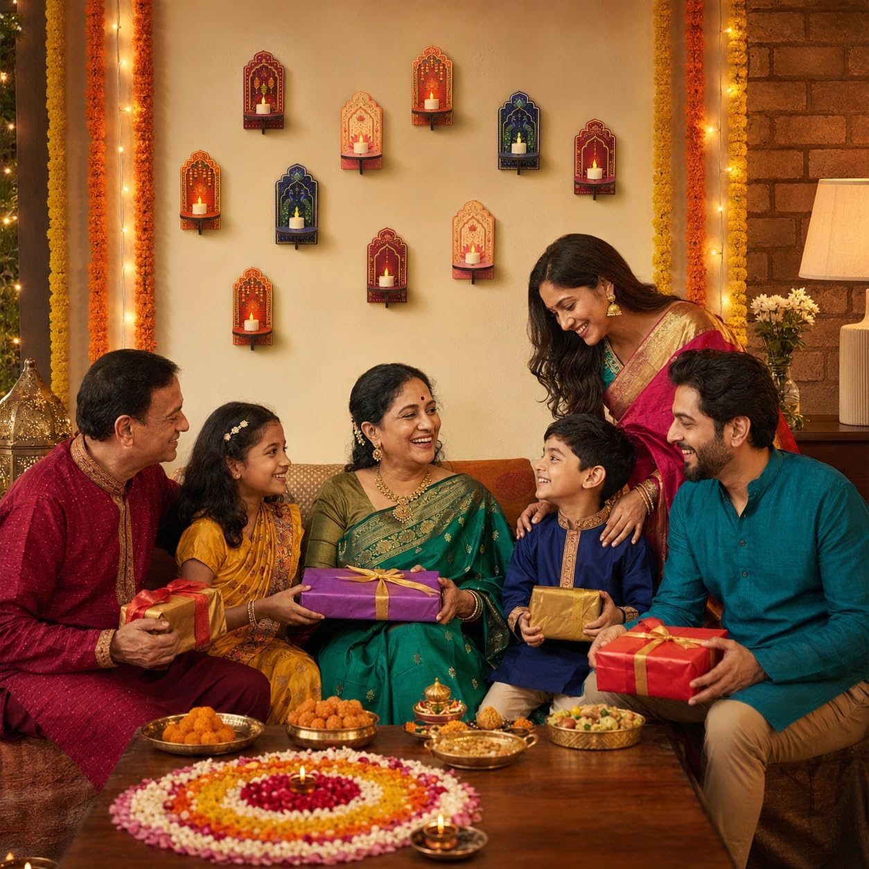 12 Pcs Diwali Wall Decorations for Home Lotus Candle Holders