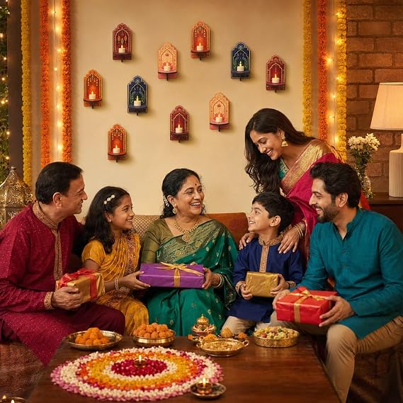12 Pcs Diwali Wall Decorations for Home Lotus Candle Holders