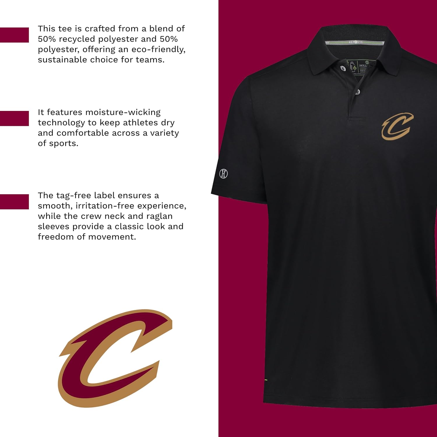 Holloway NBA Repreve® Eco Polo - Sustainable Moisture-Wicking Shirt for Activewear & Casual Wear - Image 4
