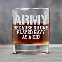 Vista 3 de Divertido vaso de whisky del ejército de los Estados Unidos – Regalos militares grabados para papá – 11 oz Army Because Nadie nunca jugó a la marina