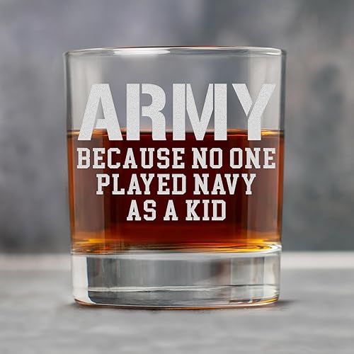 Miniatura 3 de Divertido vaso de whisky del ejército de los Estados Unidos – Regalos militares grabados para papá – 11 oz Army Because Nadie nunca jugó a la marina