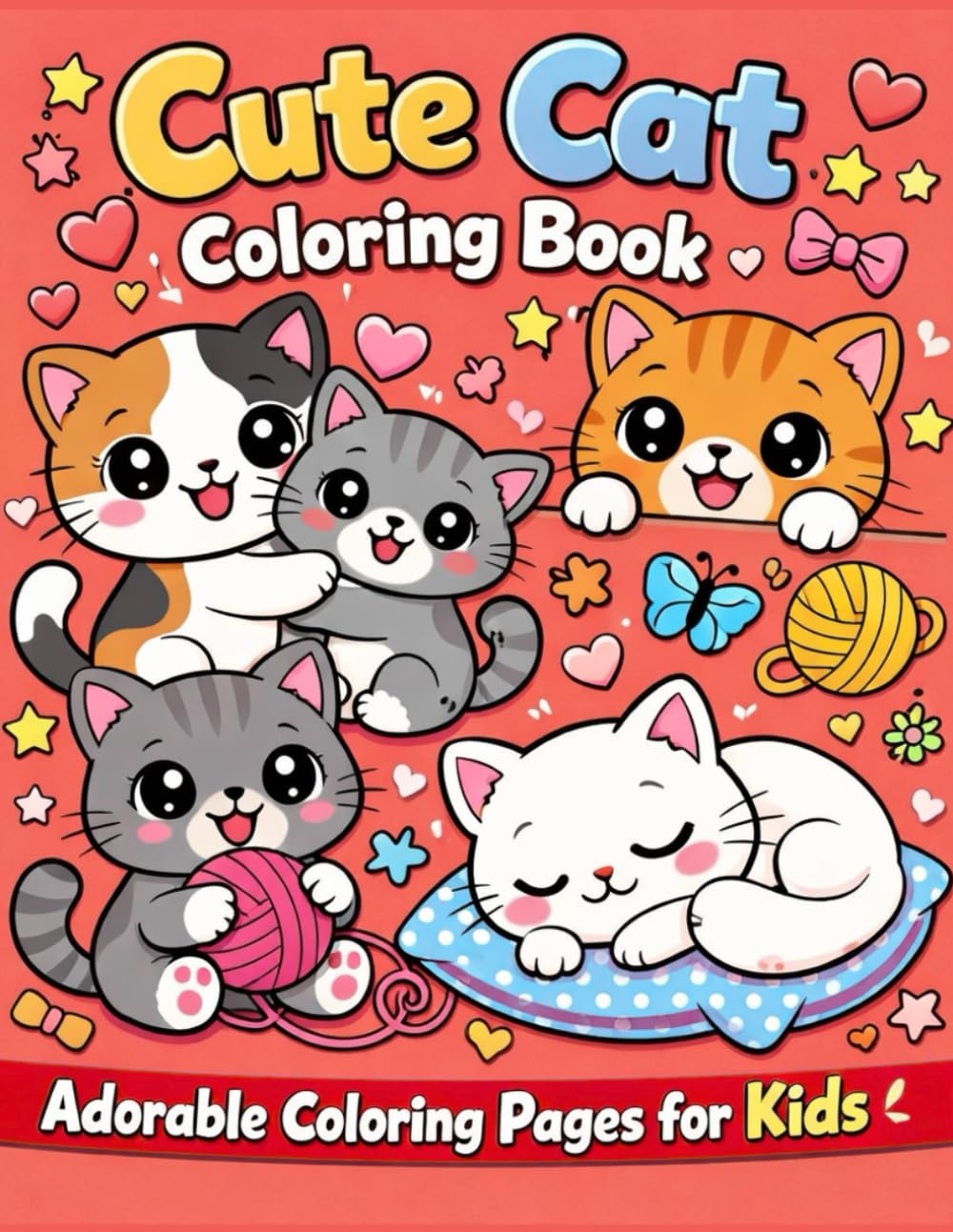 Cute Cat Coloring Book: Adorable and Fun Coloring Pages for Kids Ages 2–9